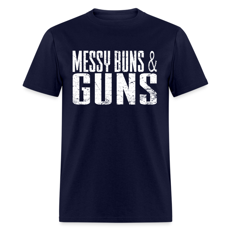 Grunt Style Messy Buns & Guns T Shirt - navy