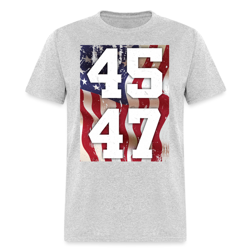 45 47 Trump American Flag T Shirt - heather gray