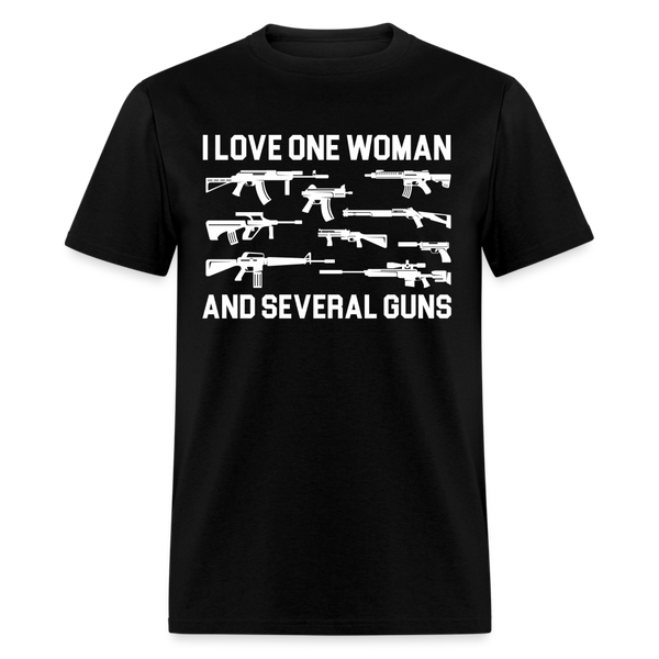 I Love One Woman And Several Guns T Shirt - black