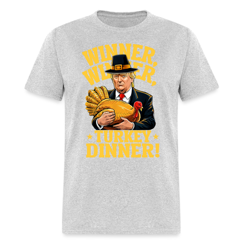 Funny Trump Winner Turkey Dinner Thanksgiving T Shirt - heather gray