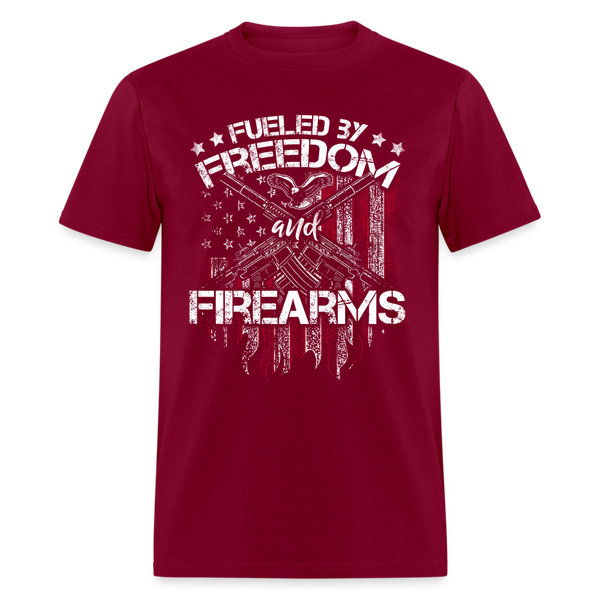 Fueled By Freedom And Firearms T Shirt - burgundy