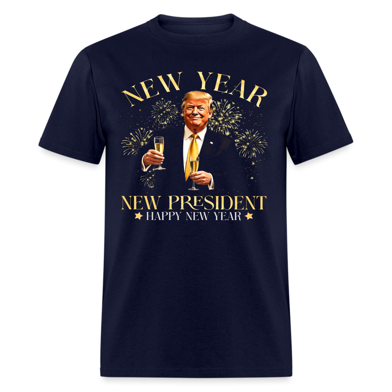 New Year New President Trump Happy New Year T Shirt - navy