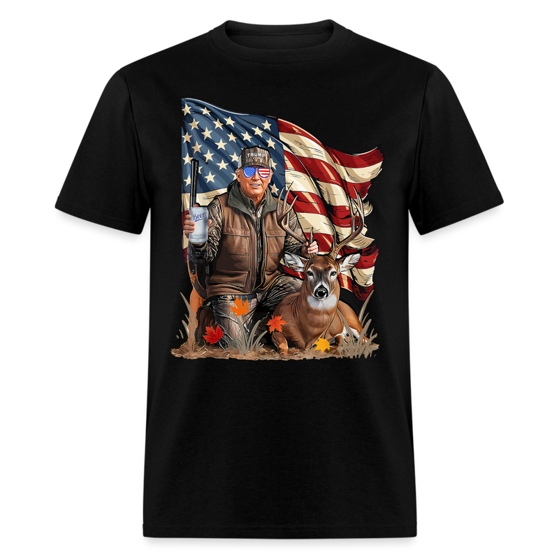 Retro Trump Hunting Deer T Shirt - black