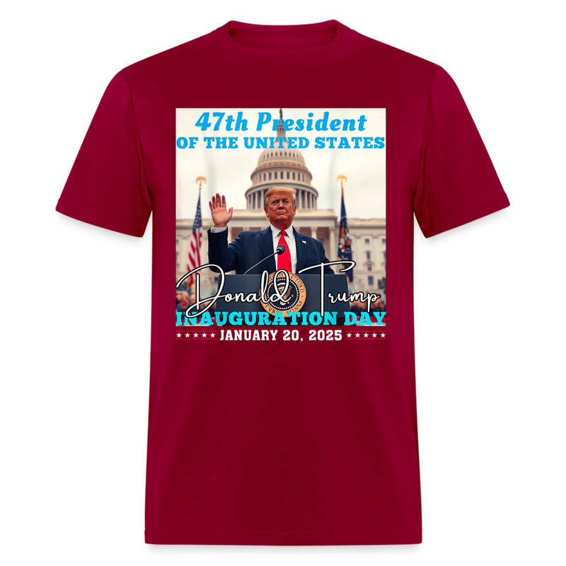 President Donald Trump Inauguration Day 2025 Party T Shirt - dark red