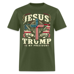 Jesus Is My Savior Trump Is My President T Shirt - 4 - military green