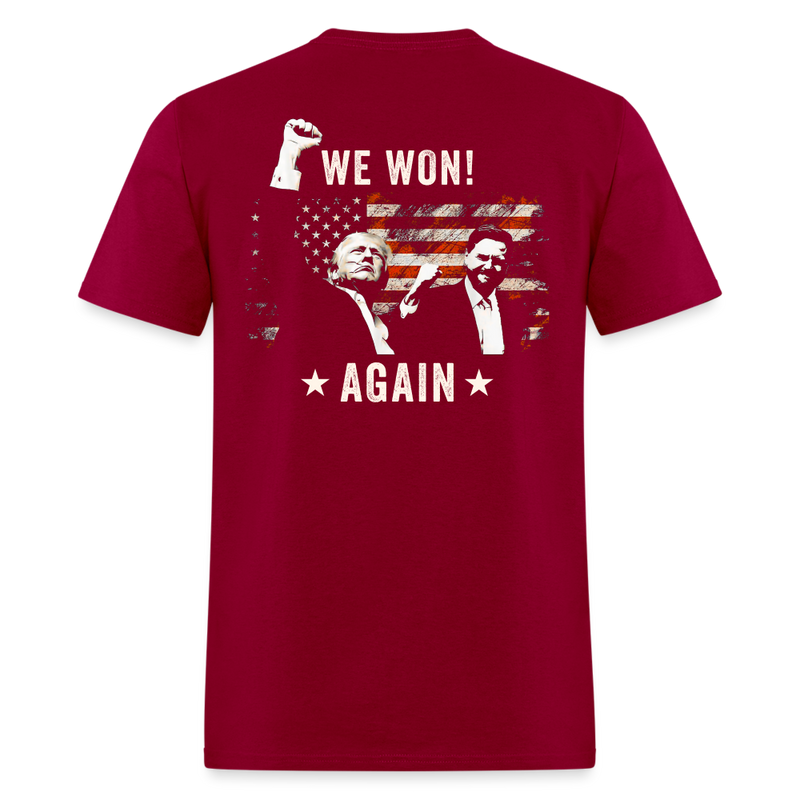 Trump We Won Again T Shirt - dark red