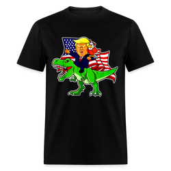 Trump Riding a Dinosaur T-Rex Funny Patriotic T Shirt - black