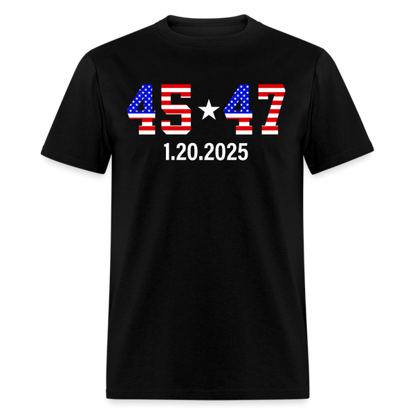 Inauguration Day 2025 45 47 American Flag White Star T Shirt - black