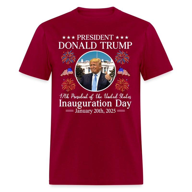 President Donald Trump Inauguration Day 2025 T Shirt - 3 - dark red