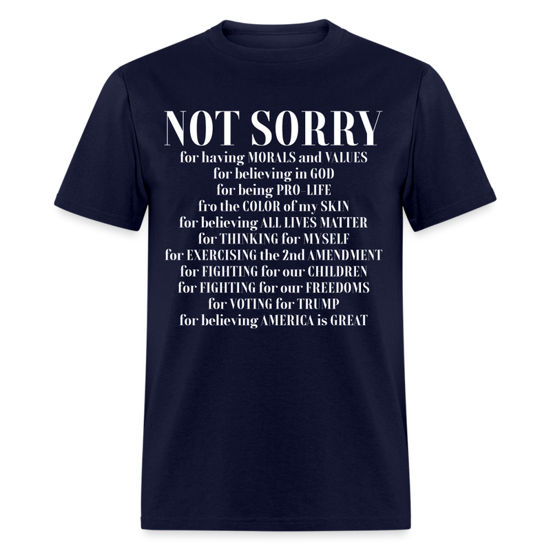 Not Sorry T Shirt - navy