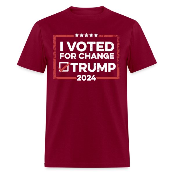 I Voted For Change Trump 2024 T Shirt - burgundy