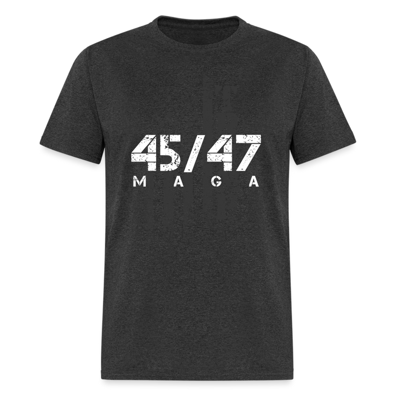 Donald Trump President 45-47 MAGA US Flag T Shirt - heather black