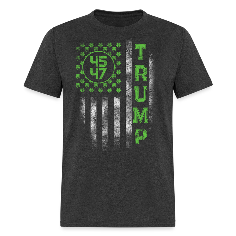 American Flag Trump 45 47 St Patrick's Day T Shirt - heather black