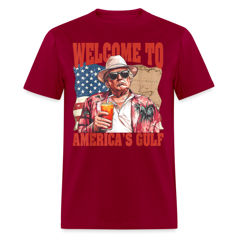 Welcome To America's Gulf T Shirt - 2 - dark red