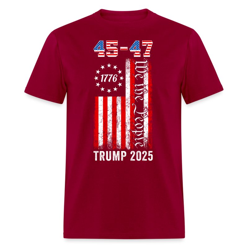 Vintage Trump 2024 45 47 US Flag We The People T Shirt - dark red