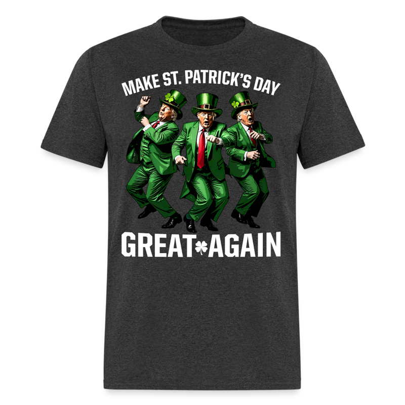 Make St Patricks Day Great Again With Donald Trump T Shirt - heather black