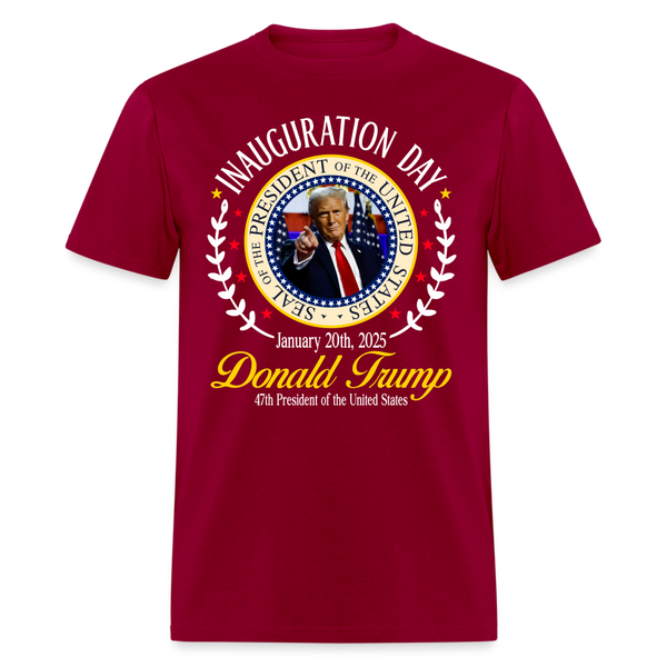 Inauguration Day 2025 President Donald Trump T Shirt - dark red