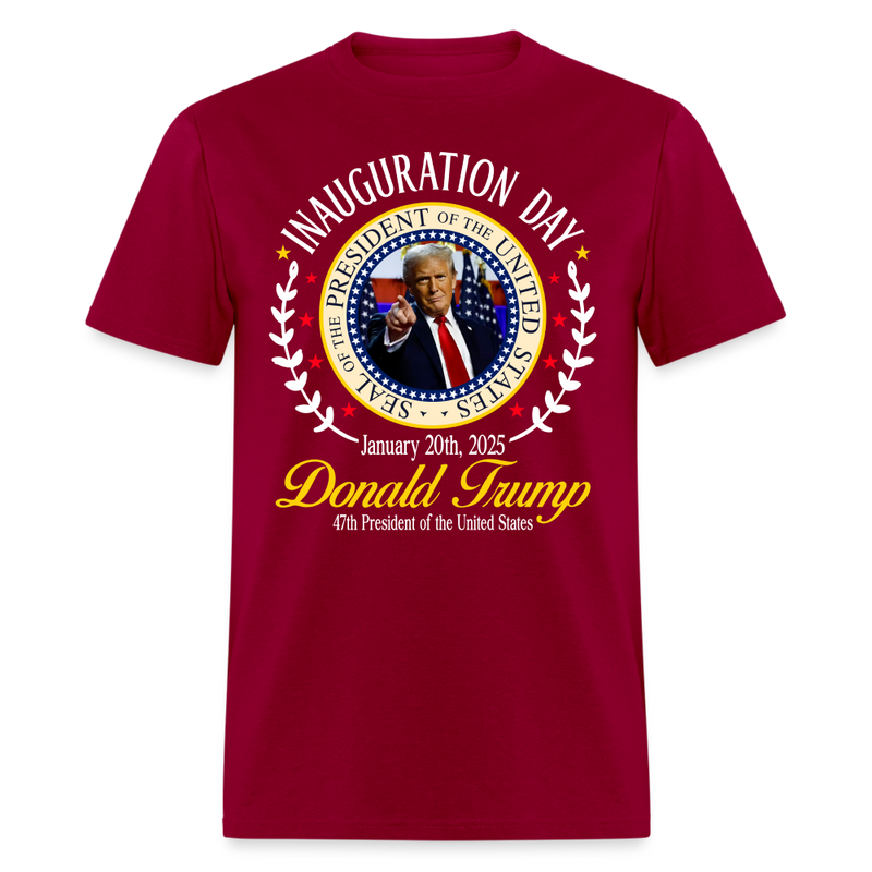 Inauguration Day 2025 President Donald Trump T Shirt - dark red