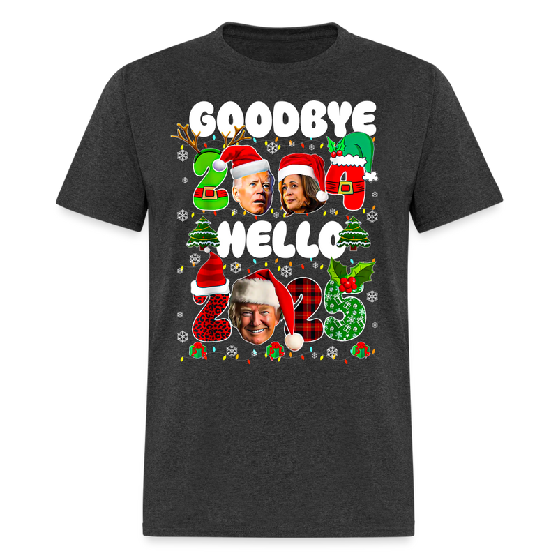 Funny Goodbye 2024 Hello 2025 T Shirt - heather black