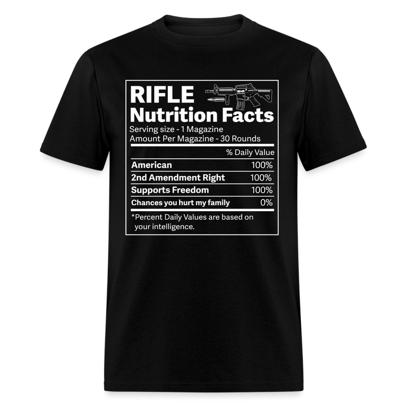 Rifle Nutrition Facts Gun T Shirt - black