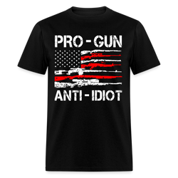 Vintage USA Flag Pro - Gun Anti - Indiot T Shirt - black