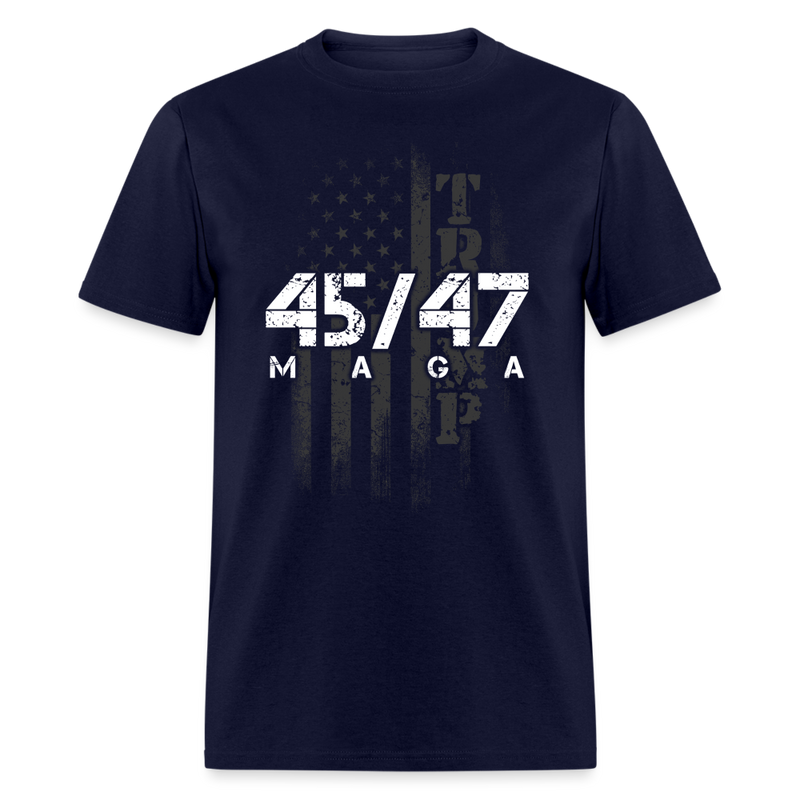 Donald Trump President 45-47 MAGA US Flag T Shirt - navy