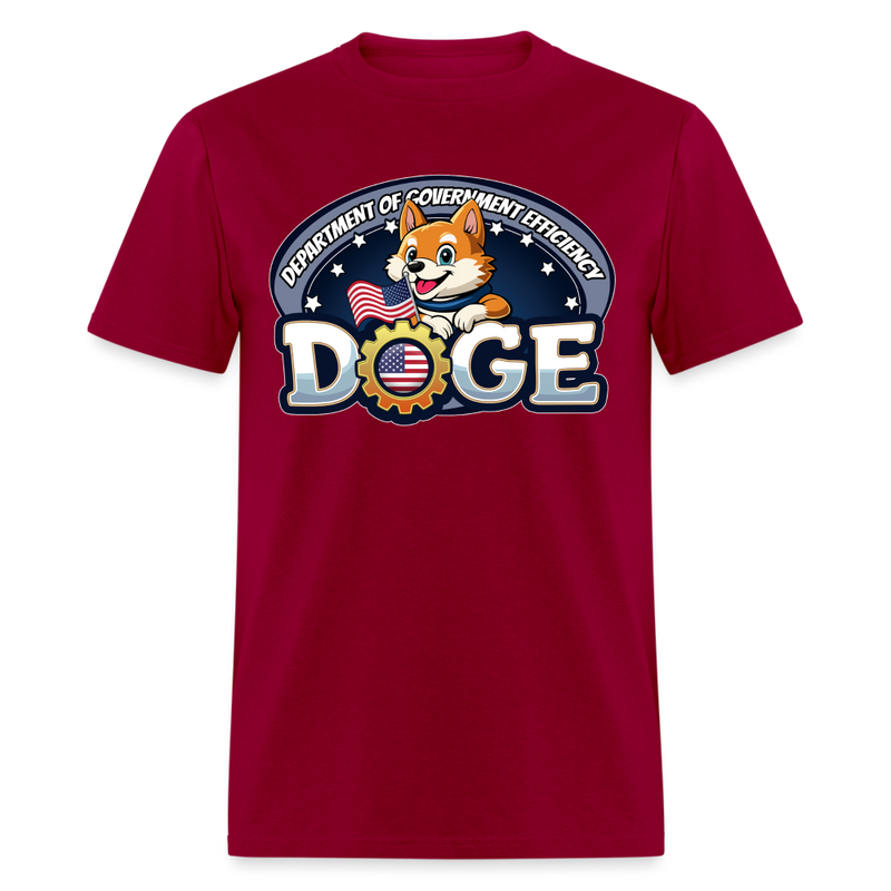 D.O.G.E Department of Government Efficiency T Shirt - dark red