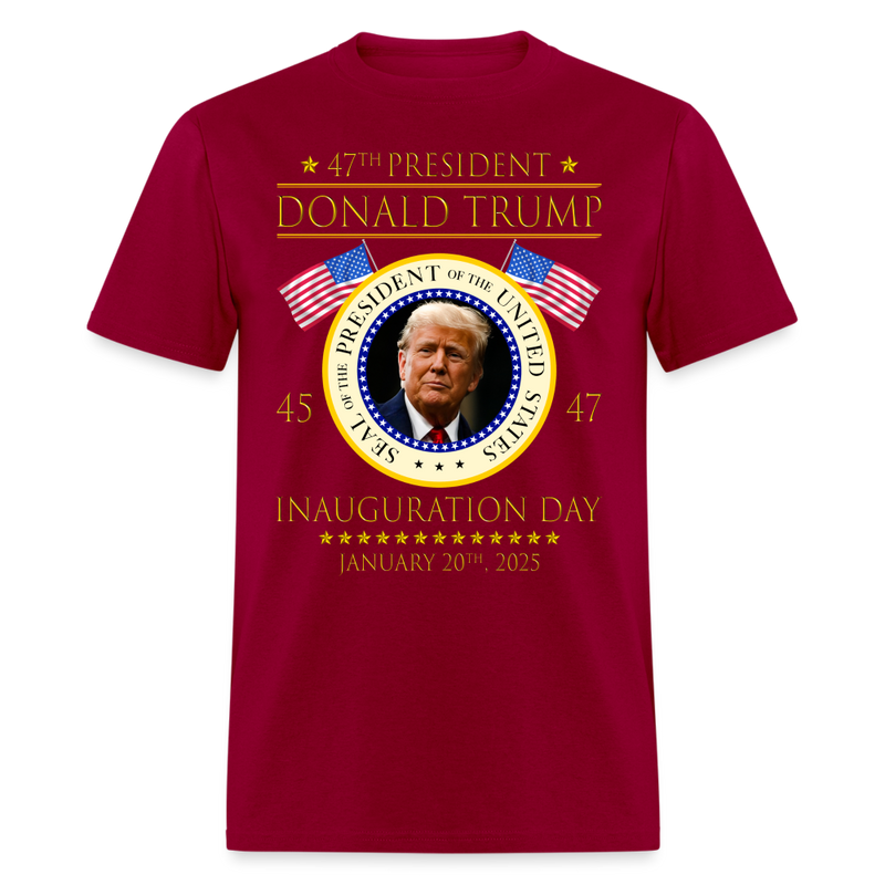 Donald Trump 47th President Inauguration T Shirt - dark red