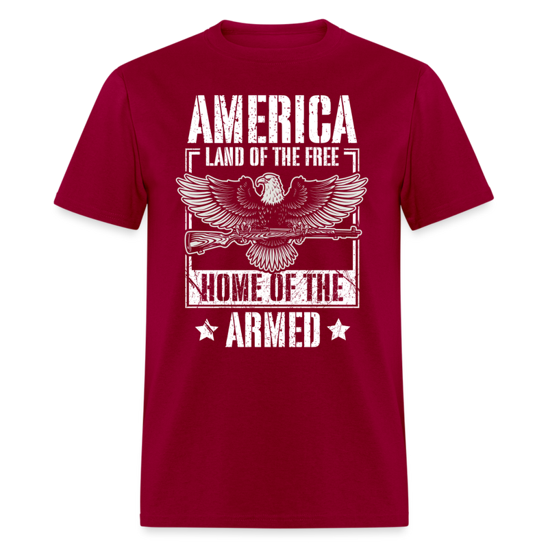 America Home Of Armed T Shirt - dark red