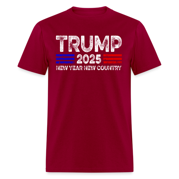 Trump 2025 New Year New Country T Shirt - dark red