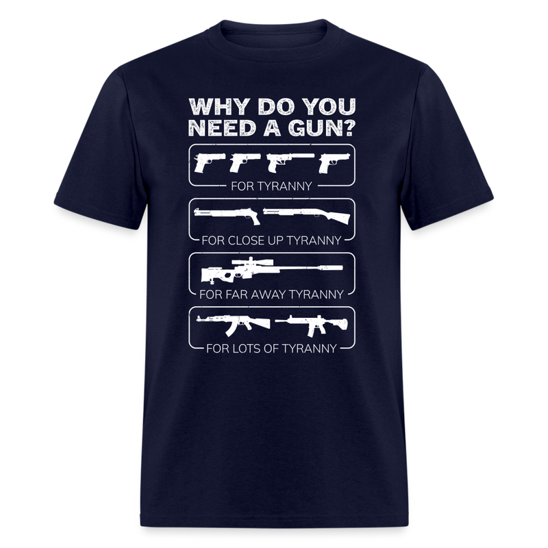 Why Do You Need A Gun T Shirt - navy