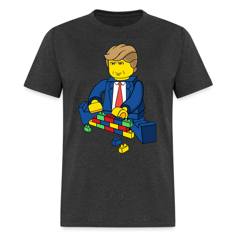 Trump Build A Wall Toy Brick T Shirt - heather black