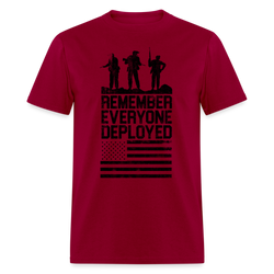 Remember Everyone Deployed T Shirt - dark red