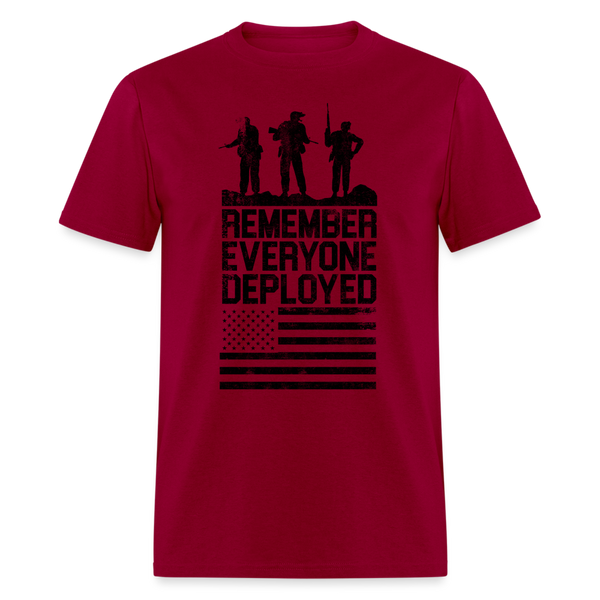 Remember Everyone Deployed T Shirt - dark red