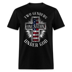 Two Genders, One Nation, Under God T Shirt - 2 - black