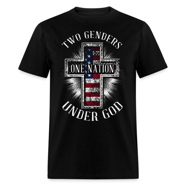 Two Genders, One Nation, Under God T Shirt - 2 - black