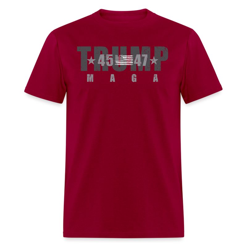 Trump 45-47 MAGA T Shirt - dark red