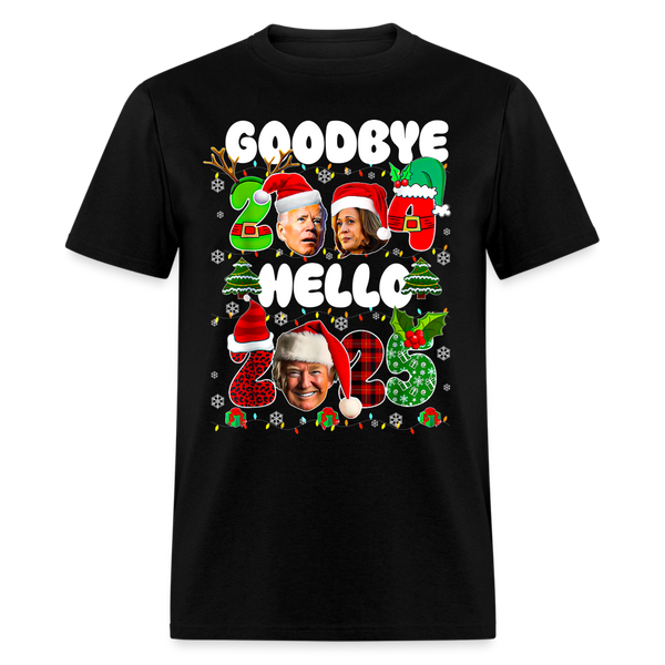 Funny Goodbye 2024 Hello 2025 T Shirt - black