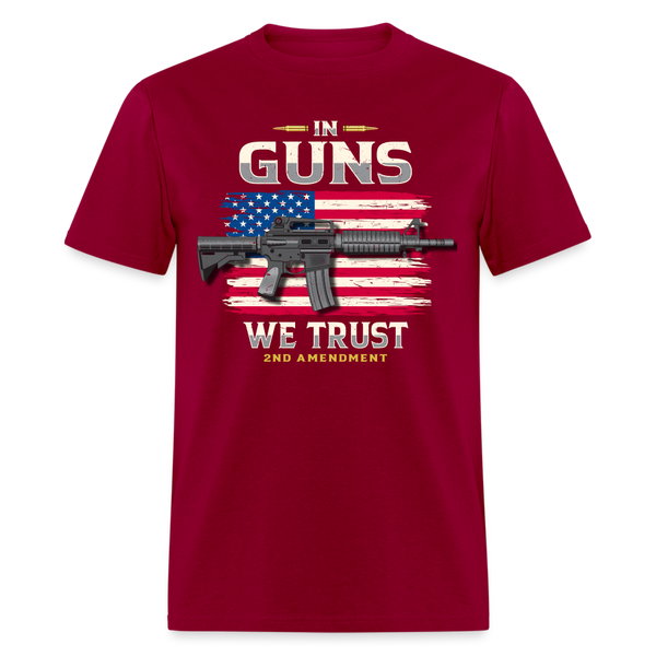 In Guns We Trust 2nd Amendment T Shirt - dark red