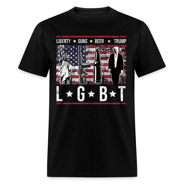 Liberty, Guns, Beer, Trump T Shirt - black