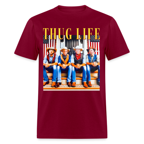 Thug Life Cowboy T Shirt - burgundy