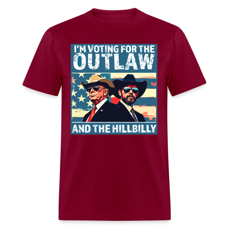 I'm Voting For The Outlaw And Hillbilly T Shirt - burgundy