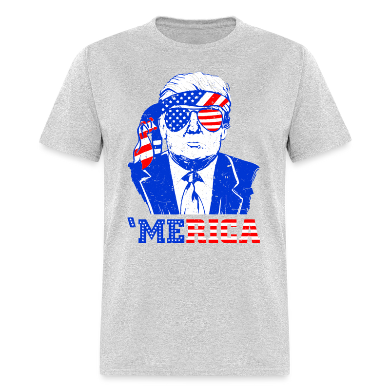 Donald Trump Merica Trump Sunglass US Flag T Shirt - heather gray