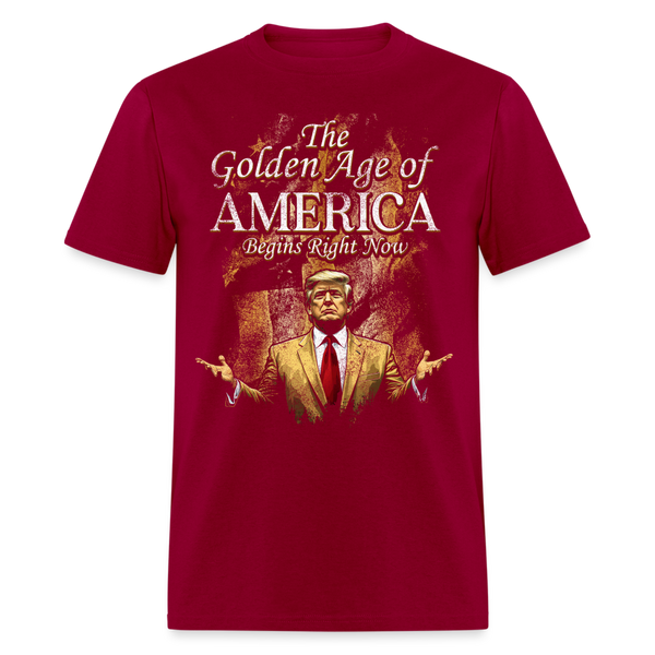 The Golden Age Of America Begins Right Now Trump T Shirt - dark red