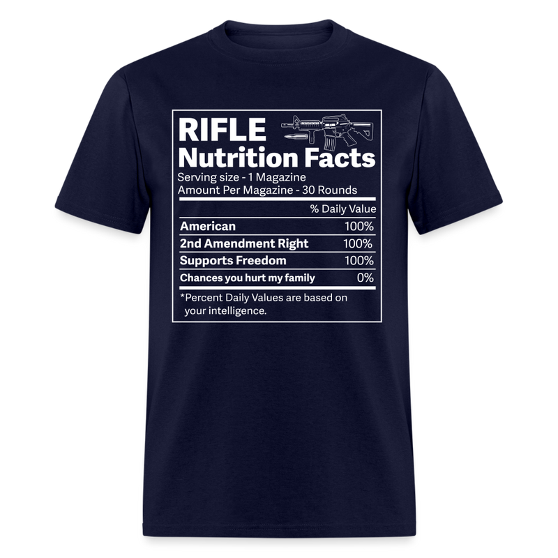 Rifle Nutrition Facts Gun T Shirt - navy