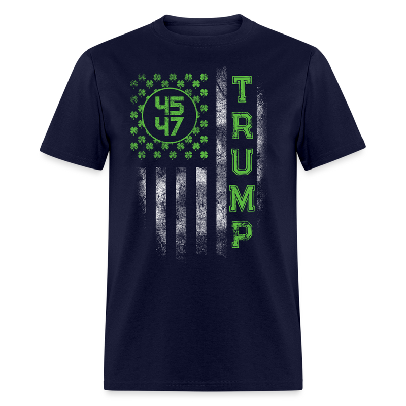 American Flag Trump 45 47 St Patrick's Day T Shirt - navy