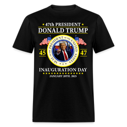 47th President Donald Trump 45 47 Inauguration Day T Shirt - black