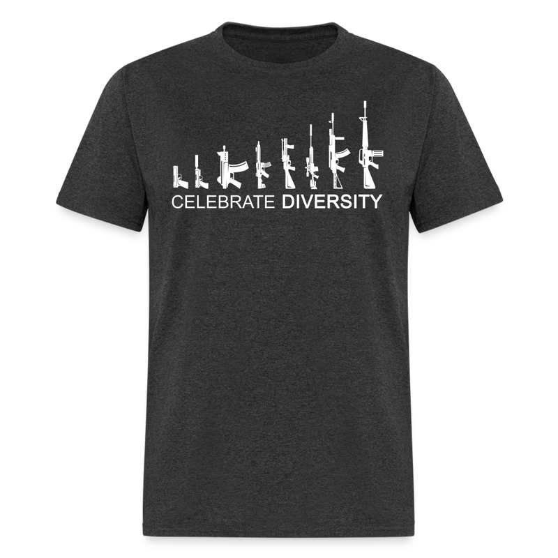 Funny Gun Celebrate Diversity T Shirt - heather black