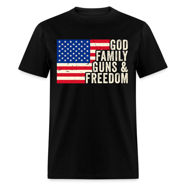 God Family Guns & Freedom T Shirt - black