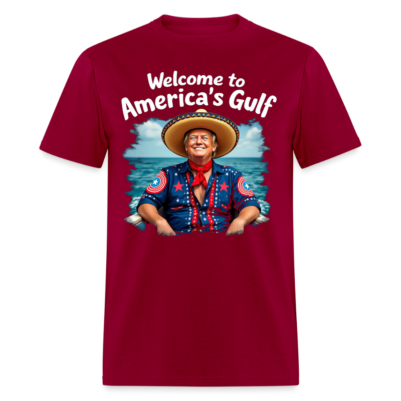 Welcome To America's Gulf T Shirt - dark red